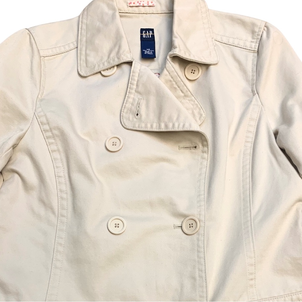Gap Short Trench Coat Beige Tan XS Jacket Cotton Fisherman Utilitarian Coastal - Picture 2 of 10